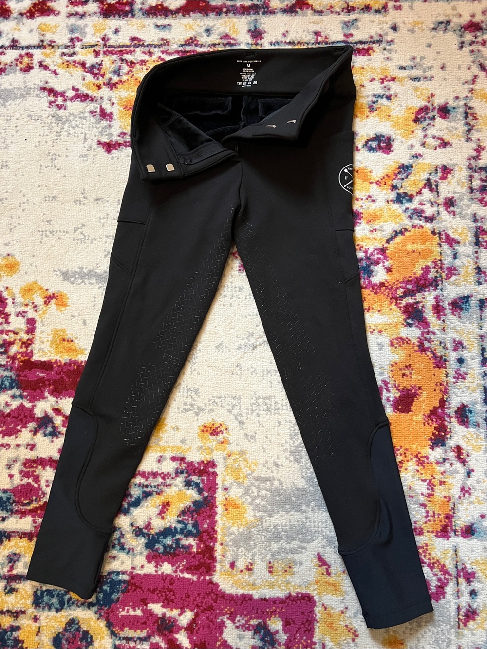 Free Ride Equestrian Heavyweight Zip Winter Breeches Full Seat Black Size Med